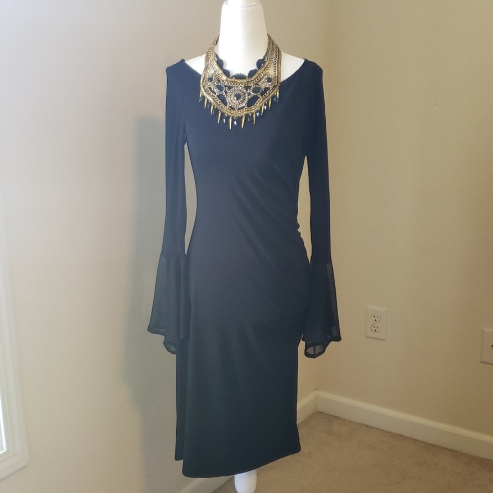 My Michelle Black Flowy Sleeve Dress Size M